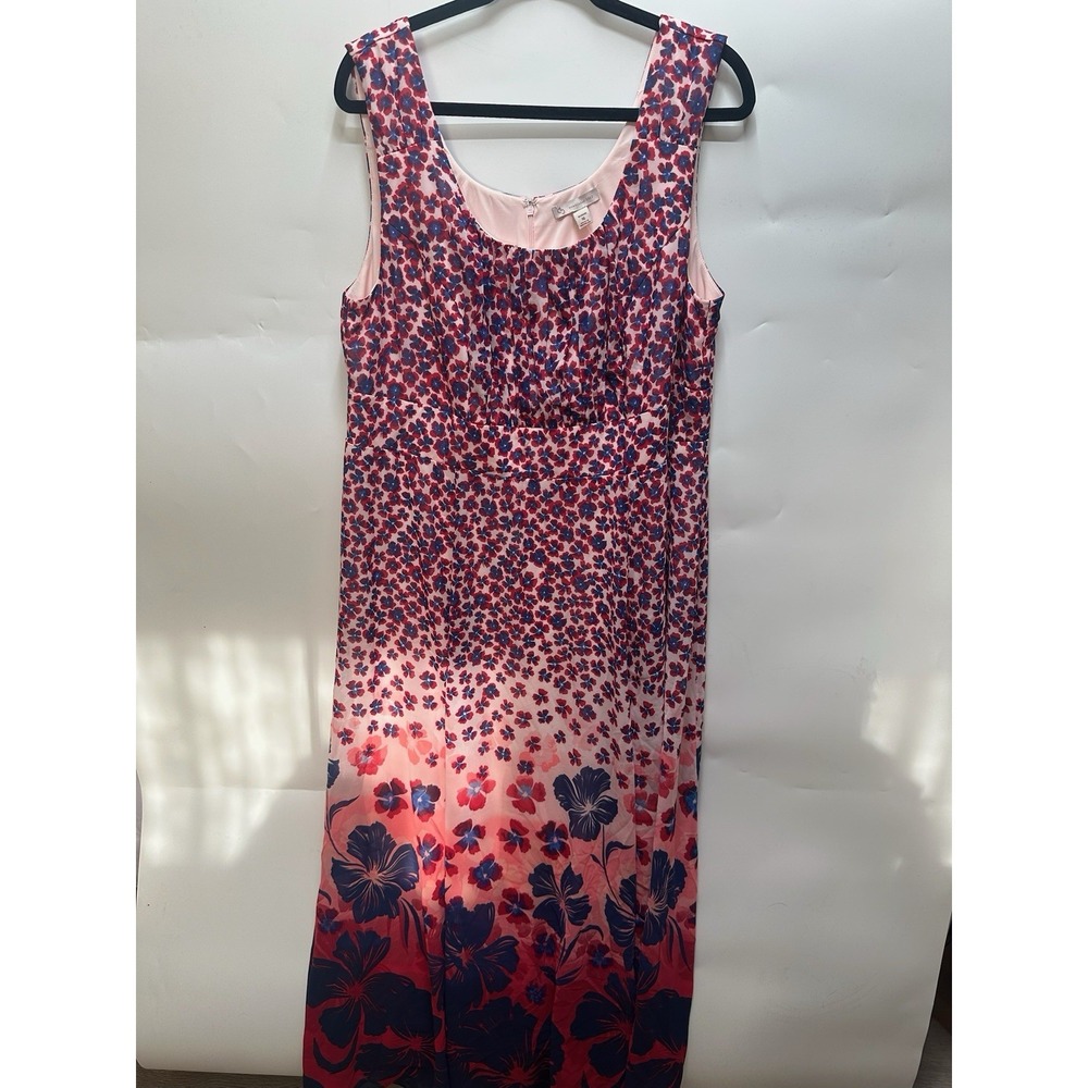 Dressbarn Maxi Dress Sleeveless Red,Pink, Blue Floral Size 16W NWT